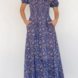 Baltic Born Blue and Brown Floral Maxi Dress